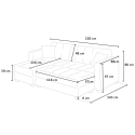 3-seater corner sofa bed with peninsula and storage pouf Madreperla ready for bed 