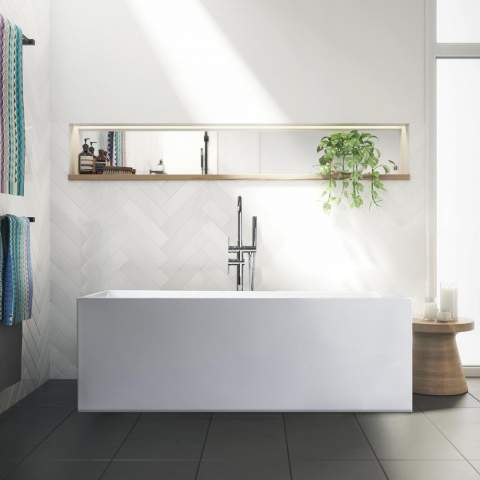 Eubea Resin Rectangular Freestanding Tub with Classic Design Promotion