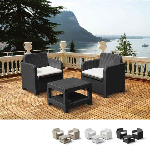 Outdoor garden lounge armchairs Grand Soleil Giglio bar rattan 2 seater Promotion