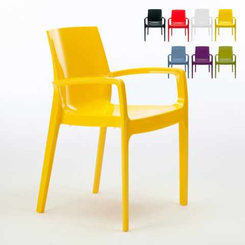 Stock 22 Stackable Chairs with Armrests in Polypropylene Cream Grand Soleil Promotion