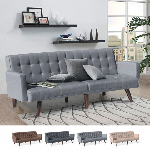 Eliodoro 3-seater reclining sofa bed in raised fabric Promotion