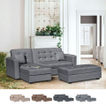 3-seater corner sofa bed with peninsula and storage pouf Madreperla ready for bed Promotion