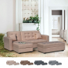 3-seater corner sofa bed with peninsula and storage pouf Madreperla ready for bed