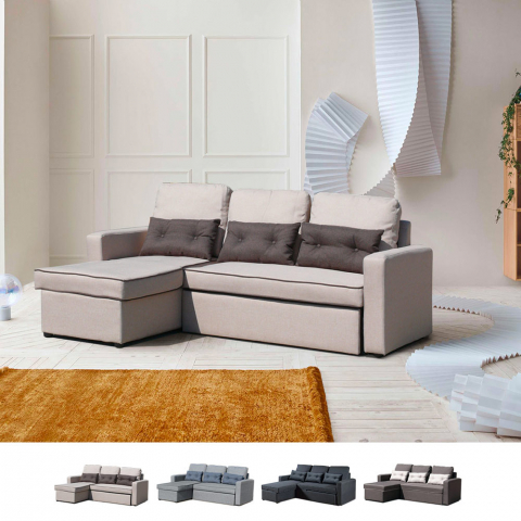 3-seater corner peninsula sofa bed for living rooms and parlours Smeraldo Promotion