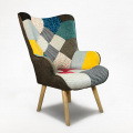 Armchair with Modern Design and Patchwork Armrests Patchy Chic Promotion