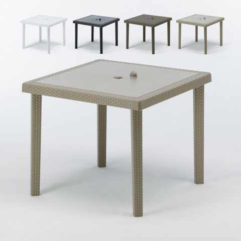 Square poly rattan garden bar table 90x90 Grand Soleil Boheme Promotion