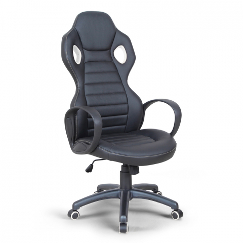 Racing Design Office Chair in Black Eco Leather GP Promotion