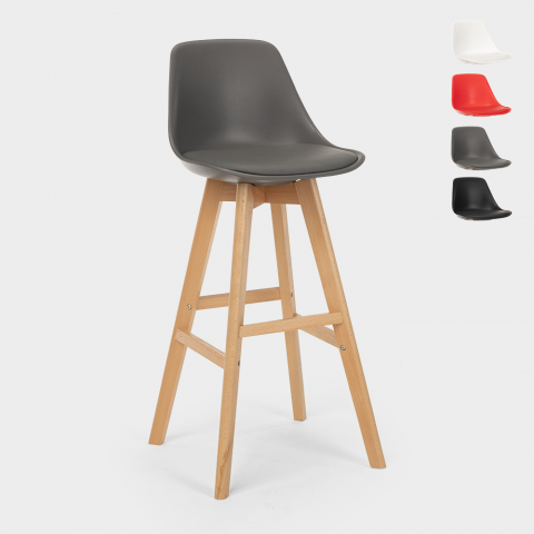High stool with Scandinavian design cushion for bar and kitchen Willis Wood Promotion