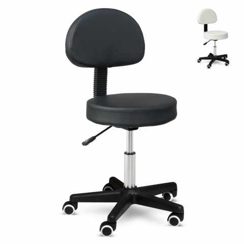 Professional Stool with Wheels Backrest and Adjustable Height Lux Promotion
