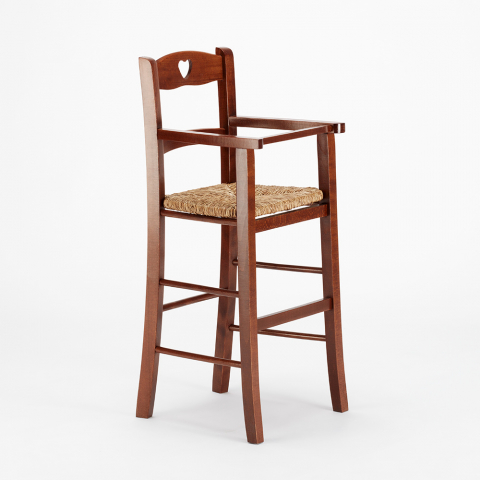 Traditional High chair with straw seat for children Love Promotion