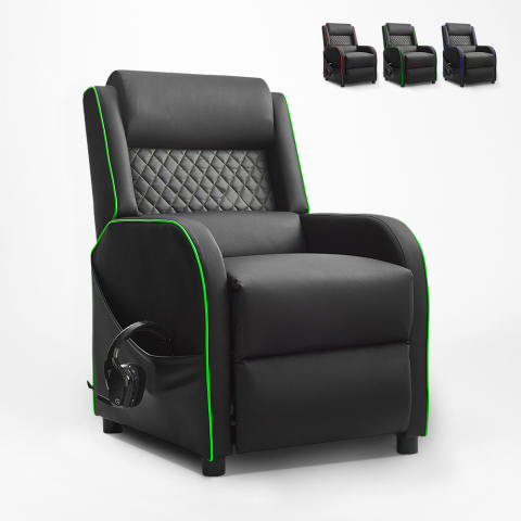 Reclining eco-leather gaming chair with footrest Challenge Promotion