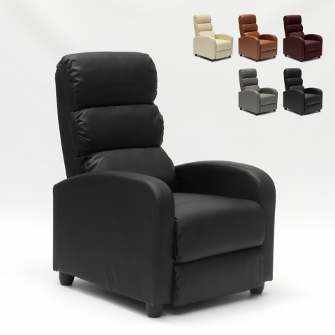 Reclining relax armchair with imitation leather footrest Alice