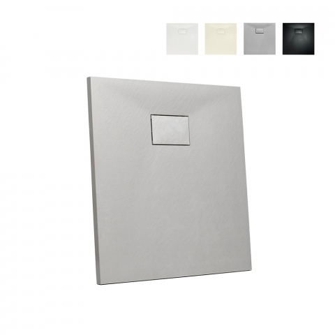 Resin modern square shower tray 80x80 with flush floor mounting Stone Promotion
