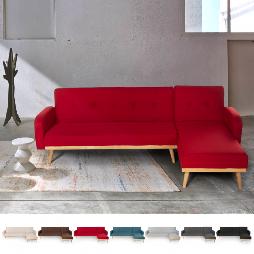 3-seater clic clac corner sofa bed in reclining Nordic design fabric Palmas Promotion