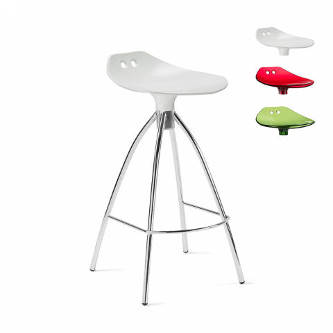 Transparent design stool with steel legs for kitchen bar Scab Frog h65 Promotion