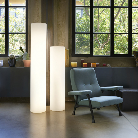 Modern design cylinder floor lamp Fluo by Slide Promotion