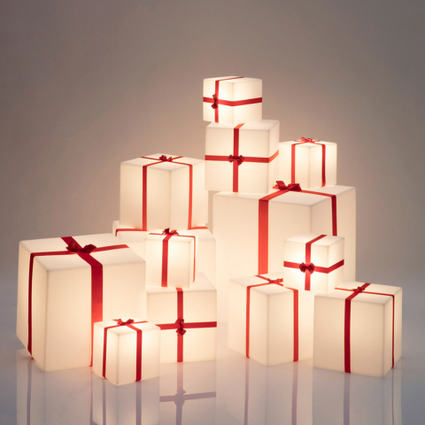 Christmas present cube table floor lamp Merry Cubo by slide Promotion