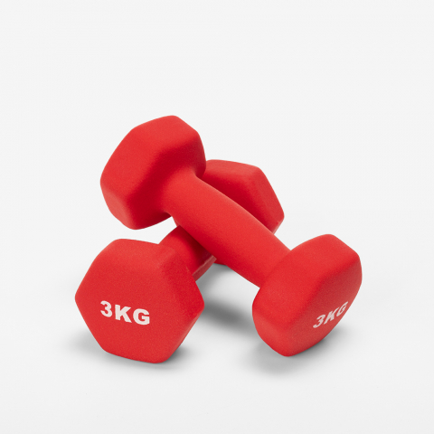 Set of 2 Megara vinyl 3kg dumbbells for gym and fitness Promotion