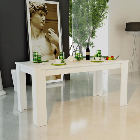 Modern design wooden white extendable 160-210x90cm dining table console Jesi Larch Promotion