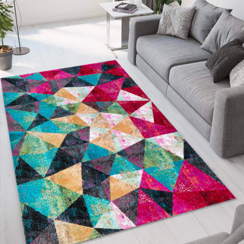 Modern design multicoloured geometric rug for living room Milano MUL019 Promotion