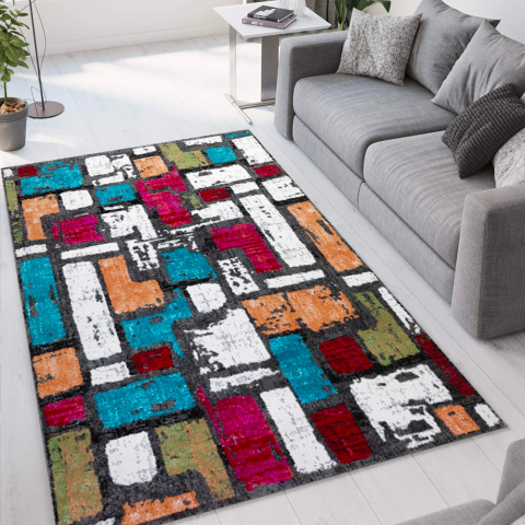 Modern design multicoloured geometric rug for living room Milano MUL022 Promotion