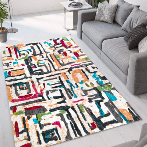 Modern design multicoloured pop-art rug for living room Milano MUL021 Promotion