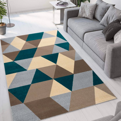 Modern design multicoloured geometric rectangular rug Milano GLO008 Promotion