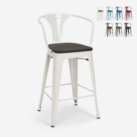 Tolix Steel Wood Back Industrial Design Metal Stool Promotion