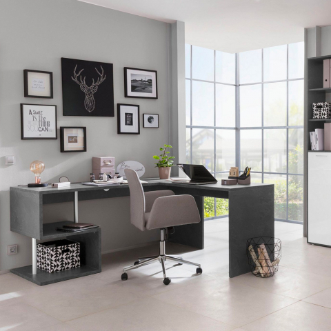 Modern design corner office desk 180x160 cm Vilnis Dark Promotion