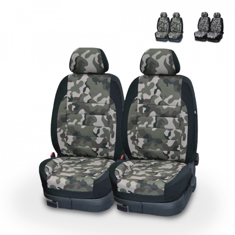 Pair of universal camouflage front seat covers for cars with Panzer headrests Promotion