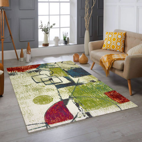 Modern design multicoloured geometric rug for living room Milano MUL014 Promotion