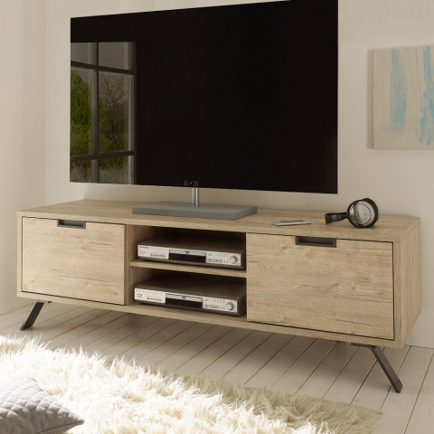 Scandinavian design TV cabinet 2 doors open compartment in Palma wood Promotion