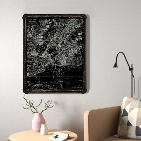 Canvas map painting on metal tubular frame 60x80cm Satellite Map Promotion