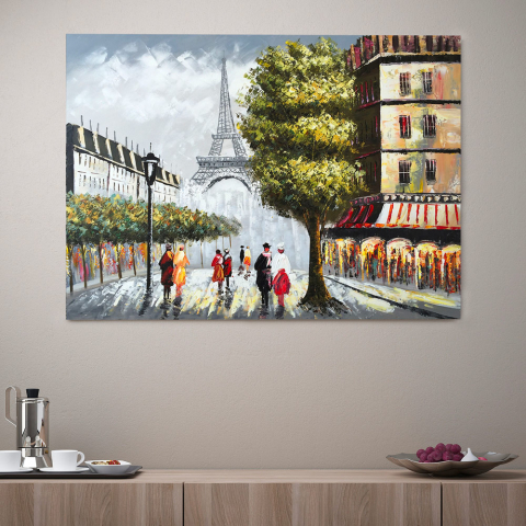 Hand-painted cityscape on canvas 120x90cm Paris Love Promotion