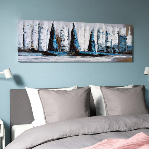 Painting sea boats hand-painted on canvas 140x45cm Sailing Along Promotion