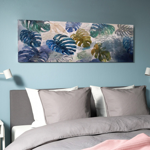 Exotic hand-painted leaf painting on canvas 140x45cm Jungle Promotion