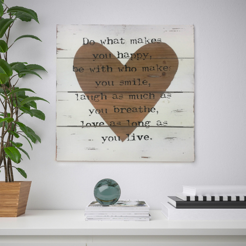 Shabby chic style painting printed on wooden board Heart Promotion