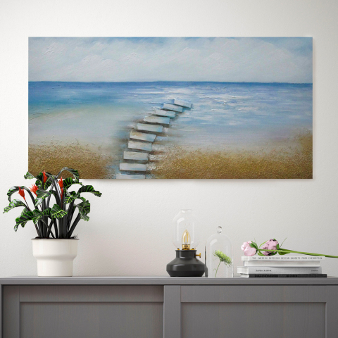 Landscape painting nature hand-painted on canvas 110x50cm Beach Promotion