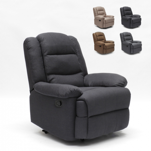 Design fabric relax armchair reclining footstool 4 castors Maura Promotion
