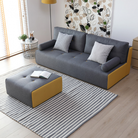 Modern style 2-3 seater fabric sofa with pouf Luda Promotion