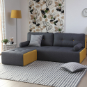 Modern style 2-3 seater fabric sofa with pouf Luda Measures