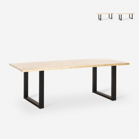Rectangular dining table 200x80cm industrial style wood and metal Rajasthan 200 Promotion