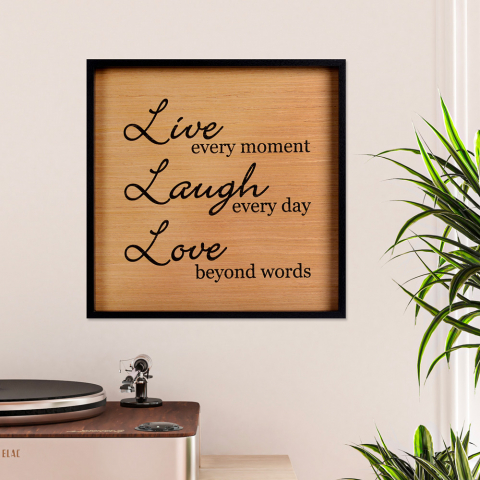 Picture panel printed phrases aphorisms frame living room 40x40cm Live Promotion