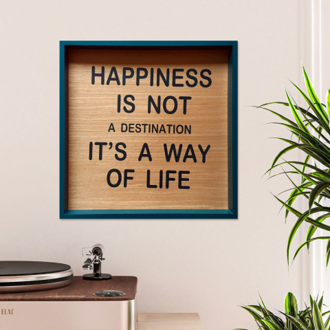 Picture panel printed living room phrases aphorisms frame 40x40cm Happiness Promotion