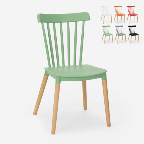Modern design chair polypropylene wood kitchen restaurant outdoor Lys Promotion