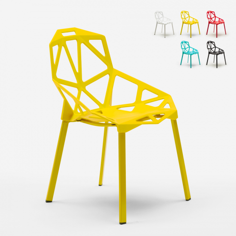 Modern geometric design chair in plastic metal Hexagonal Promotion