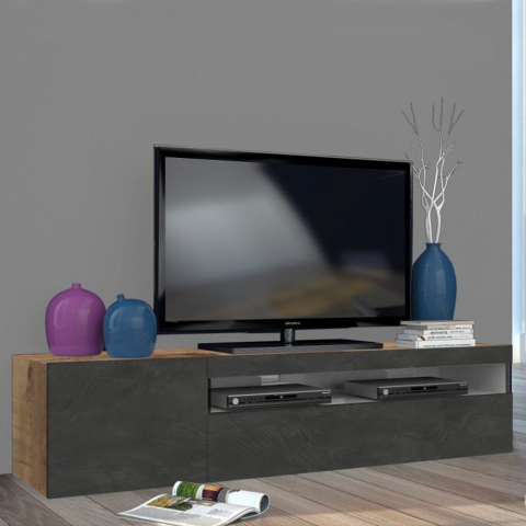 TV stand 155cm industrial TV cabinet with flap drawer Daiquiri Slate Pero M Promotion