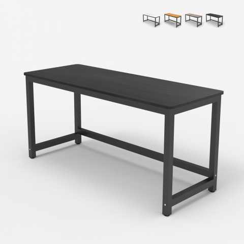 Rectangular office desk 120x60cm wood metal black modern Bridgeblack 120 Promotion
