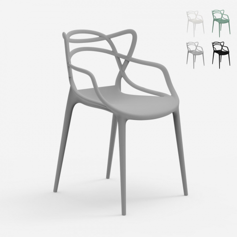 Modern design chair with armrests stackable for kitchen bar restaurant Node