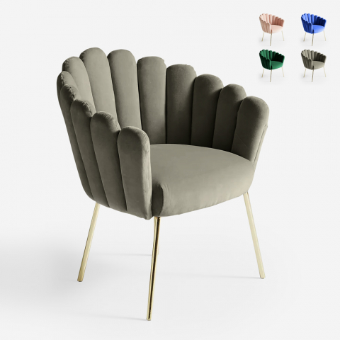 Shell chair modern design velvet gilded legs Calicis Promotion